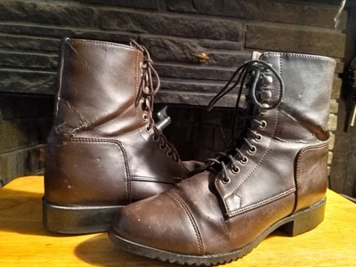DAMAGED 6.5 MILLER HARNESS COMPANY EQUESTRIAN BROWN LACEUP LADIES LEATHER BOOTS - Image 1 of 4