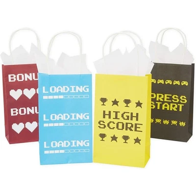 24 bolsas de papel para regalo de fiesta de videojuegos, cumpleaños para niños, 4 diseños 9 x 5,3 pulgadas Foto 1 de 4