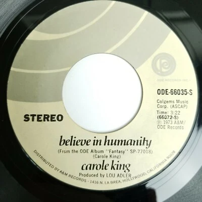 Carole King Believe In Humanity You Light Up My Life 45 RPM 7" Record ODE66035-S - Image 1 of 4