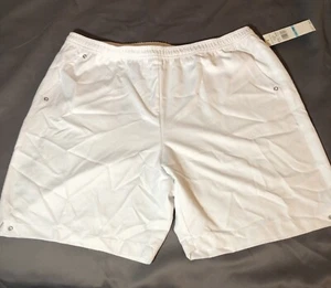Alfred Dunner Shorts Size 20 White Elastic Waist 9” Inseam Front Side Pockets - Picture 1 of 11