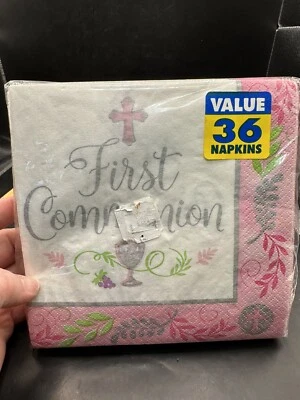Girl’s First Communion 36 Lunch Napkins Cross & Blessed Sacrament   - Image 1 of 4