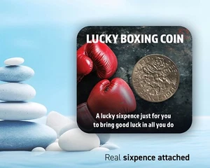 Regalos Boxer Boxeo - Moneda de seis peniques de la suerte, regalos de boxeo, amuleto de la suerte novedad 15 - Imagen 1 de 11