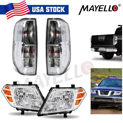 Juego de 4 faros cromados + luces traseras transparentes para Nissan Frontier 2009-2021 09-21 Foto 1 de 4