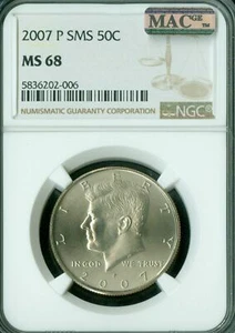 2007 P KENNEDY HALF DOLLAR NGC MS68 SMS 2ND FINEST REGISTRY MAC SPOTLESS * - Picture 1 of 2