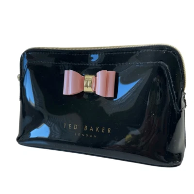 Bolsa clutch Ted Baker preta e rosa maquiagem arco - Imagem 1 de 4