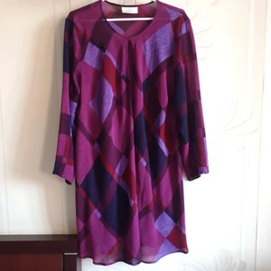 Ann Harvey purple geometric open front viscose jacket top, size UK 22/2XL - Picture 1 of 14