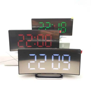 Curved Screen Mirror LED Digital Creative USB Charging Digital Alarm Clock - Picture 1 of 9