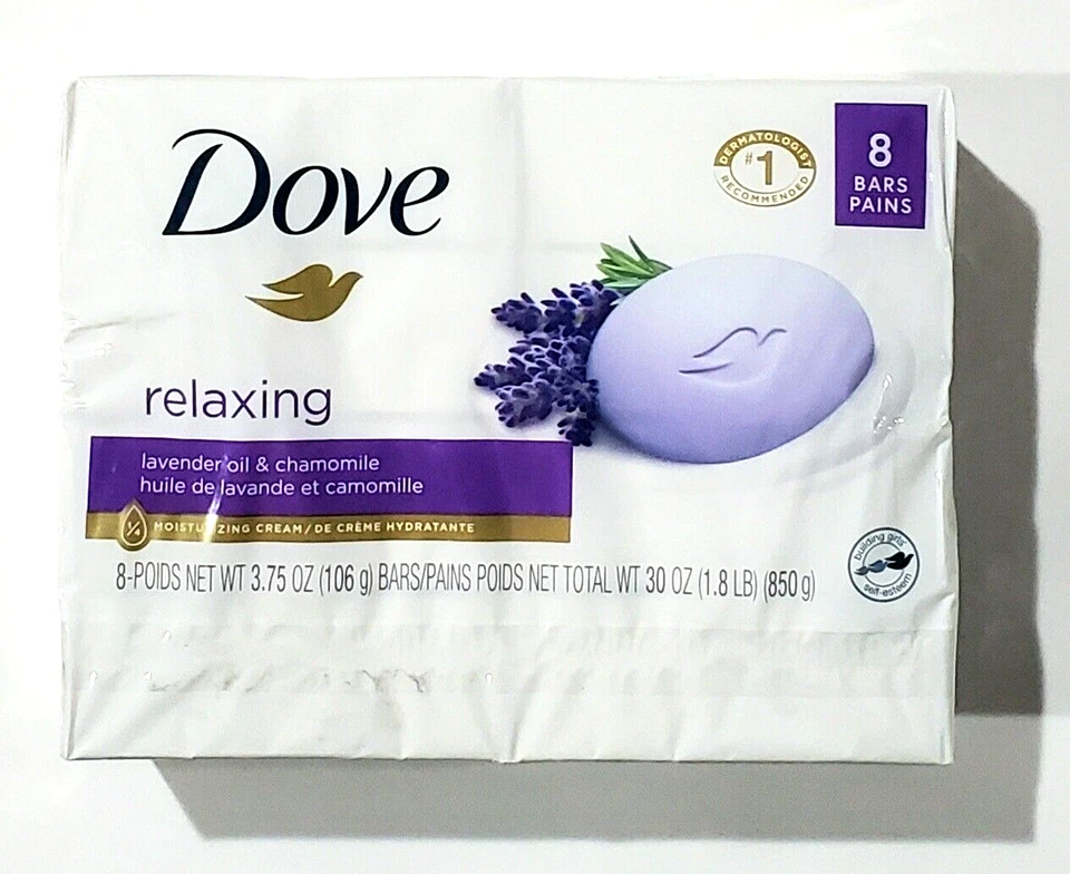 Dove Relaxing Lavender Oil & Chamomile 8 Bars Soap Quarter Moisturizing Cream - Image 1 of 1