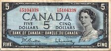 VINTAGE CANADA  BANKNOTE 1954 5 DOLLAR  PREFIX YS   NO79