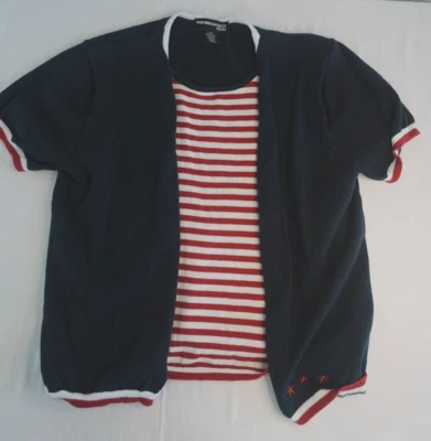 Womens Norton McNaughton Sweater Camisole Petites XL Navy Red Striped Nautical - Image 1 of 4