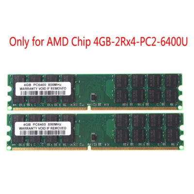 4GB 2Rx4 PC2-6400 Desktop DDR2 800Mhz Only For AMD DIMM Memory RAM 2pcs - Image 1 of 4