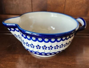 Boleslawic Polish Pottery  Large Dark Blue Pitcher with Pouring Spout - Picture 1 of 7