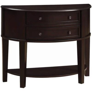 Coaster Transitional Wood 2-Drawer Demilune Console Table in Cappuccino - Picture 1 of 2