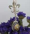 Eggstravaganza Sterling Floral Purple & Yellow Enameled Pendant Faberge W/ Pin 