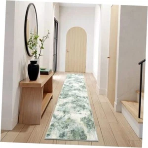 Hallway Runner Rug 2x8 Washable with Rubber Backing Ultra Soft 2x8ft Green Rug - Picture 1 of 7