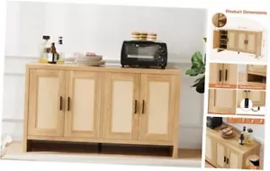 Rattan Buffet Cabinet with Storage, Sideboard Cabinet with Doors and - Picture 1 of 7
