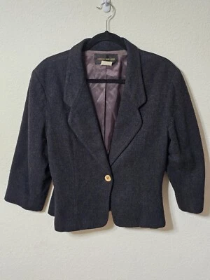 Harris Wallace Black One Button Wool & Cashmere Blend Blazer Womens Size 14 - Image 1 of 4