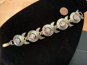 Vintage designer Sarah Cov aurora borealis rhinestone  7” costume bracelet