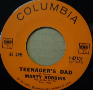 MARTY ROBBINS - Teenagers Dad - Vintage Country 45rpm Record Canada - Picture 1 of 2