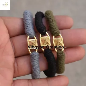 Bracciale Macrame Diamante Pave Argento Sterling 925 Bracciale Unisex Taglia Per Lui/Lei - Foto 1 di 9