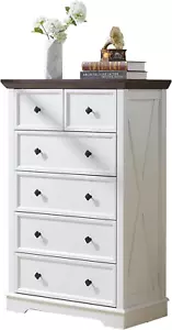 Dresser for Bedroom with 6 Deep Drawers, Modern Dresser Tall 6 Chest of Drawers - Picture 1 of 12