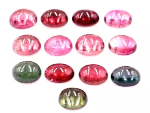 8x6mm Natural Multi Tourmaline Cabochon Stone Lot 18.15 Cts Tourmaline Gemstone - Picture 1 of 8