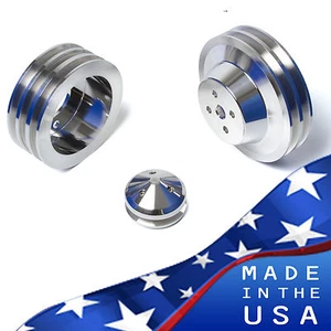 Big Block Ford Pulley Kit 429 460 Billet Aluminum BBF V-Belt Pulleys 3V A/C AC - Bild 1 von 7