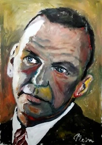FRANK SINATRA! SINGER JAZZ RAT PACK! MARCELO NEIRA ARTE ORIGINALE con certificato di autenticità - Foto 1 di 9
