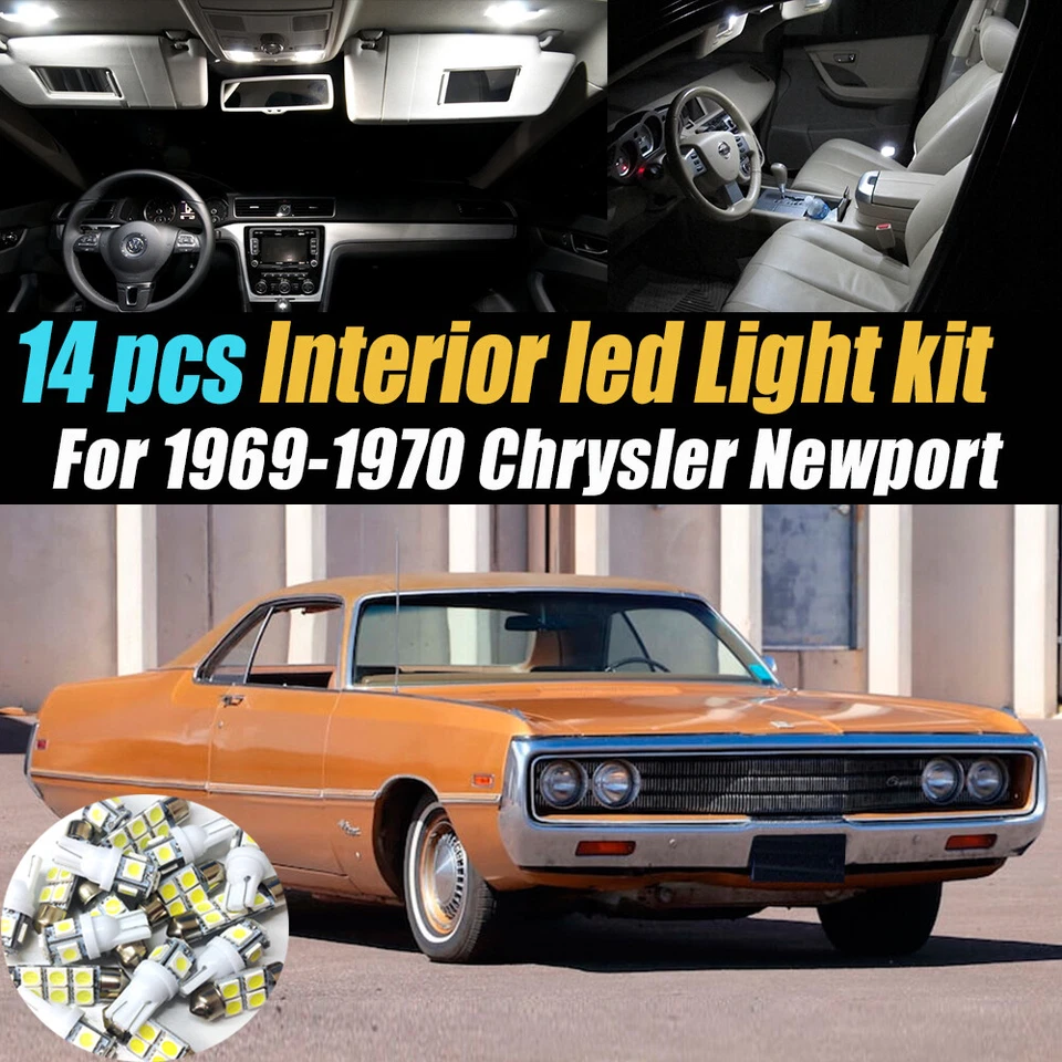 Комплект из 14 супербелых светодиодных ламп для салона автомобиля для Chrysler Newport 1969-1970 годов выпуска - Изображение 1 из 4