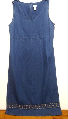 Maxi Vestido Erika De Colección Años 90 Denim Modesto Talla L Pradera Cottage-Core Cuentas Mangas Foto 1 de 4