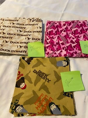 Duck Dynasty cotton fabric  Lot of 81  squares 8-1/4"(3 different designs) - Image 1 of 4