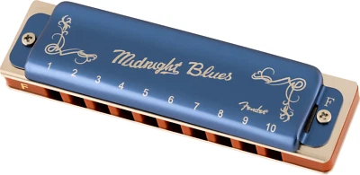 Fender Armonica a Bocca Diatonica Midnight Blues F in Fa 10 Fori Custodia Panno - Immagine 1 di 4