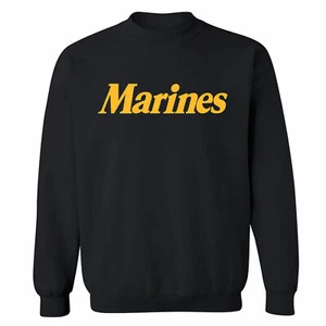 "Sudadera Dorada ""Marines"" Cuello Redondo en Negro - Adulto Pequeño - 5X - Imagen 1 de 1