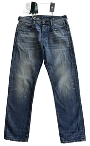 G Star Raw G Bleid Slim Jeans W30 L30 Blue Men's Button Fly Organic Distressed - Picture 1 of 11