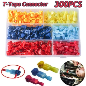 300PCS 22-10 AWG Insulated T-Tap Quick Splice Combo Wire Terminal Connectors Kit - Picture 1 of 9
