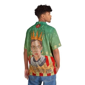 Camisa Hawaiana Notoriaus RBG - Camisa Roja Blanca y Azul Justicia Ruth Bader Ginsburg - Imagen 1 de 7