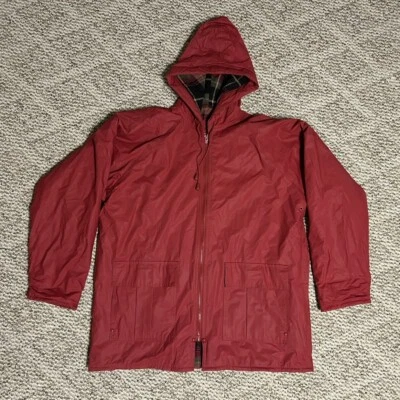 Chaqueta de Lluvia Misty Harbor Para Mujer Mediana Roja Granate Franela Forrada Con Capucha Resbaladiza Foto 1 de 4