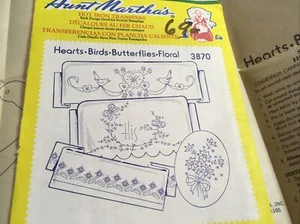 Funda de Almohada De Colección Tía Marthas 3870 Bordes Bordado Transferencia Patrón Corazones Pájaro - Imagen 1 de 7