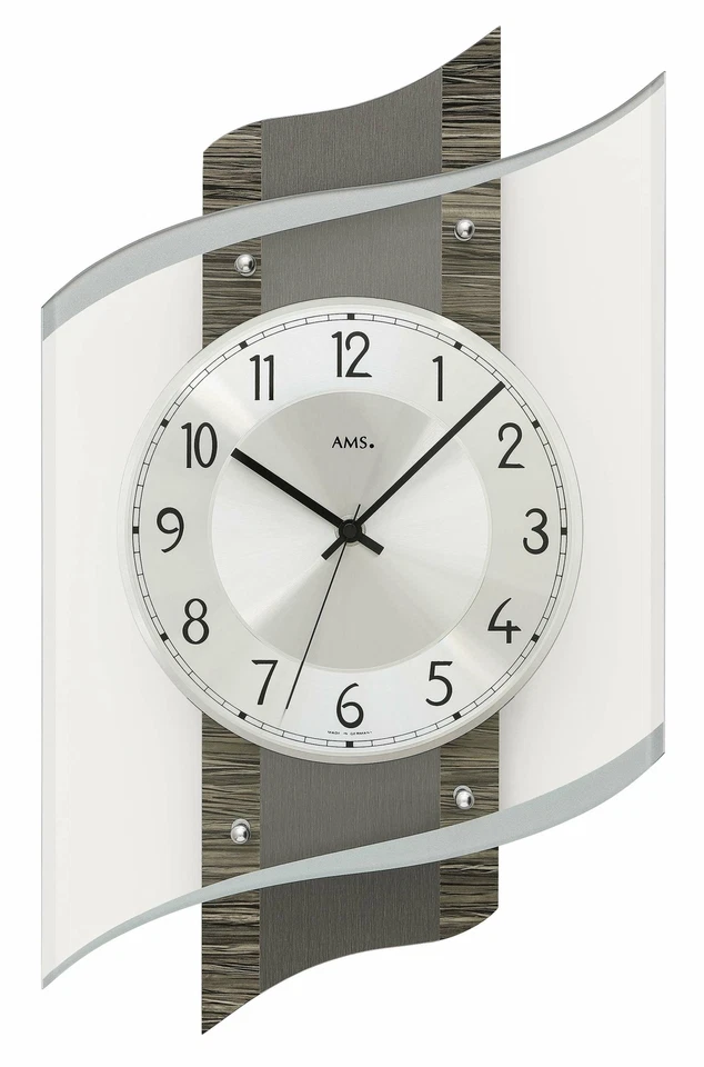 AMS -Fossilstruktur 48cm- 5519 Moderne Wanduhr mit Funkwerk, Funkuhr, batteriebe - Bild 1 von 1