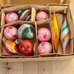 Lot of 11 Shiny Brite, Poland Ornaments MCM Mercury Glass Atomic Teardop Balls - Picture 1 of 21