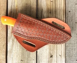 Funda de cuchillo de cuero hecha a mano personalizada EE. UU. hoja fija funda cinturón funda de transporte - Imagen 1 de 1