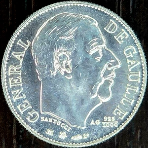 France - Médaille - Charles de Gaulle - Étui d'origine - 1980 - Argent - Picture 1 of 6