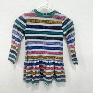 Mini Boden Harry Potter Spell Dress Girls 5-6 Green Blue Stripes Long Sleeve - Picture 1 of 6