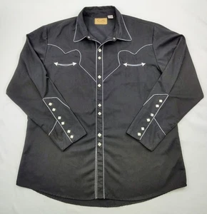 Camisa Scully Western Perla A Presión Para Hombres 2XL XXL Negra Manga Larga Estilo P-726 ¡Usada en Excelente Condición! - Imagen 1 de 5