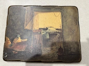 "The Visitors" by Frank M. Hamilton Hanging Wood Plaque 11.75" x 9" - Picture 1 of 2