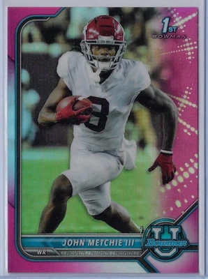 2021-22 Bowman University John Metchie III #47 1st RC Chrome Pink Crimson Tide - Image 1 of 2