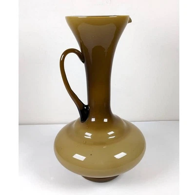 Jarra decorativa vintage MCM de vidrio marrón caramelo 10,25" Foto 1 de 4