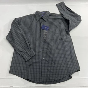 Camisa Flecha Hombre L 16 16 1/2 Gris Cuadros Oficina Sin Arrugas Abotonada Nueva - Imagen 1 de 7