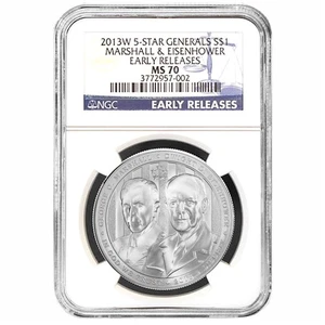 2013-W $1 Silver Five Star General Commemorative NGC MS70 Early Releases - Picture 1 of 2