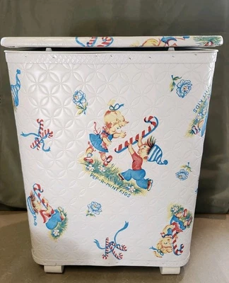 Vintage 50s MCM Redmon Pep-R-Mint Kids Child Size Baby Nursery Clothes Hamper  - Image 1 of 4